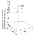 Hotte décorative GHP645BK murale 500 m3/h