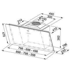Hotte Smart 614690 murale verre noir 90 cm 700 m3/h
