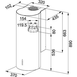 Hotte Turn 433150 murale inox 37 cm 540 m3/h