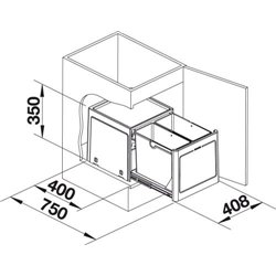 Poubelle de cuisine à fixer SINGOLO (sous meuble 45cm) - Blanco