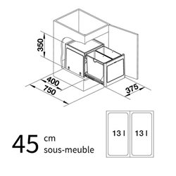 Botton Pro 45/2 517467 2 bacs 26 Litres Manuel