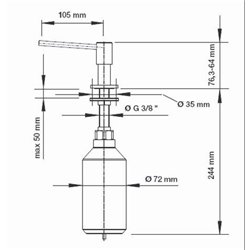 Distributeur de savon Piona, 515992 inox brossé aspect mat 500 ml