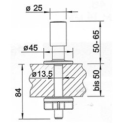 Tirette de commande 222115 Ronde Inox satiné