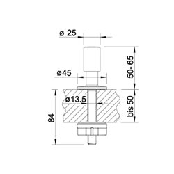 Tirette de commande aspect mat 222118 Ronde Inox brossé