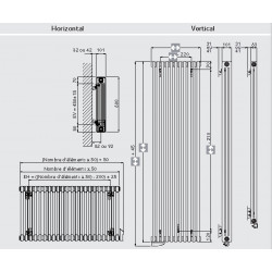 Radiateur eau chaude Téolys Vertical 1762 Watts, Hauteur 2000 mm