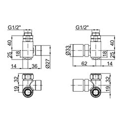 Kit robinet coude intérieur équerre VALKITSQMIST01 pour fonctionnement mixte Blanc