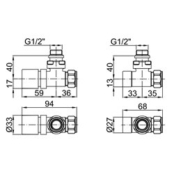 Kit robinet coude équerre VALKITSQUCU01 thermostatisable Blanc