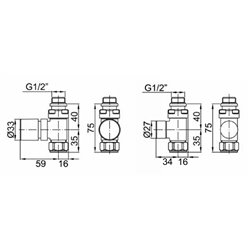 Kit robinet coude droit VALKITDIRCU01 thermostatisable Blanc