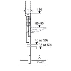 Bâti-support Duofix lavabo 111.084.00.1 125 cm pour lavabo Geberit ONE et robinetterie murale