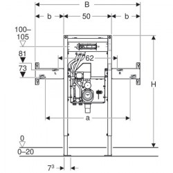 Bâti-support Duofix lavabo 111.094.00.1 125 cm pour robinetterie murale et lavabo Geberit ONE, hauteur partielle
