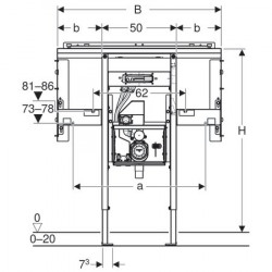 Bâti-support Duofix lavabo 111.072.00.1 95 cm pour robinetterie murale et lavabo Geberit ONE