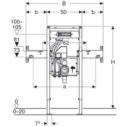 Bâti-support Duofix lavabo 111.092.00.1 95 cm pour robinetterie murale et lavabo Geberit ONE, hauteur partielle