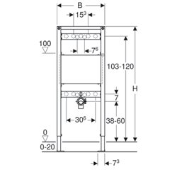Bâti-support Duofix pour douche 111.450.00.1 robinetterie apparente, pour déversoir mural