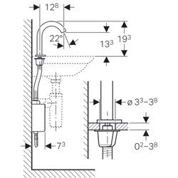 Robinetterie lavabo Piave 116.163.21.1 Sans mitigeur, Module apparent