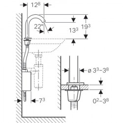 Robinetterie lavabo Piave 116.161.21.1 Sans mitigeur, Module apparent