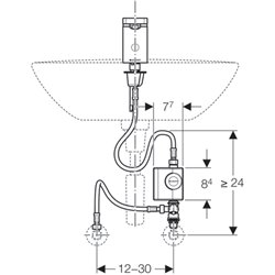 Robinetterie lavabo type 186 116.366.21.1 Avec mitigeur dissimulé 