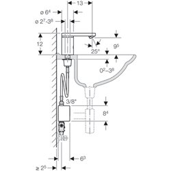 Robinetterie lavabo type 186 116.366.21.1 Avec mitigeur dissimulé 