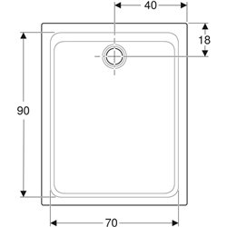 Melua rectangulaire 00095100777 100x80 cm, blanc mat