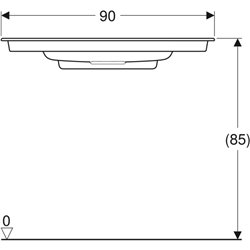 Lavabo ONE 500.395.01.3 90 cm, trop-plein dissimulé, cache blanc brillant