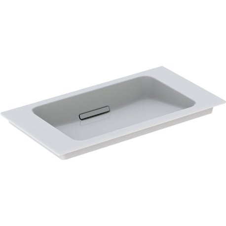 Lavabo ONE 500.391.01.3 75 cm, trop-plein dissimulé, cache blanc brillant