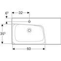 Lavabo Xeno² 500.533.01.1 90 cm plage de dépose à droite