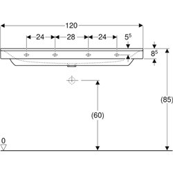 Lavabo Xeno² 500.550.01.1 120 cm trou robinetterie gauche et droite