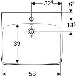 Lavabo Renova Comfort 258565000 65 cm 1 trou percé, avec trop-plein