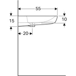 Lavabo Renova Comfort 258565000 65 cm 1 trou percé, avec trop-plein