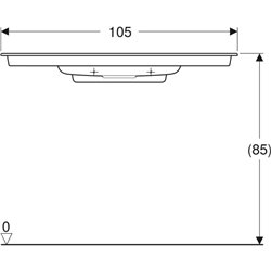 Lavabo ONE 500.396.01.2 105 cm, trop-plein dissimulé, cache chromé brossé