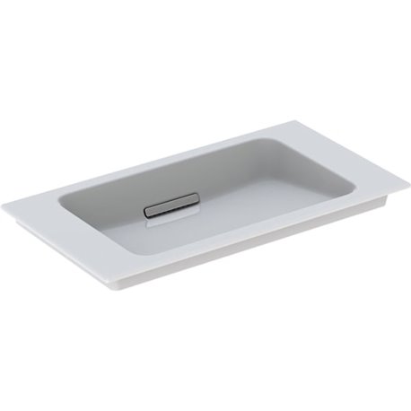 Lavabo ONE 500.391.01.2 75 cm, trop-plein dissimulé, cache chromé brossé