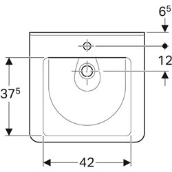 Lavabo Renova Comfort Square 128557000 55 cm 1 trou percé, sans trop-plein