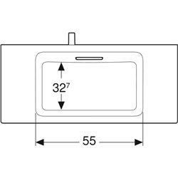 Lavabo ONE 500.390.01.2 90 cm, sans trop-plein, cache chromé brossé