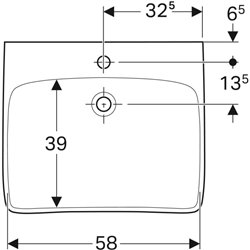 Lavabo Renova Comfort 258567000 65 cm 1 trou percé, sans trop-plein