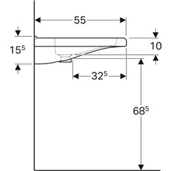 Lavabo Renova Comfort Square 128661000 60 cm sans percement ni trop-plein