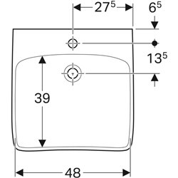 Lavabo Renova Comfort 258557000 55 cm 1 trou percé, sans trop-plein