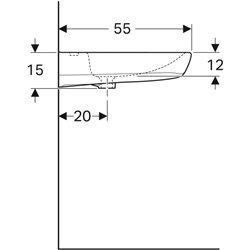 Lavabo Renova Comfort 258557000 55 cm 1 trou percé, sans trop-plein