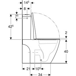 WC sur pied iCon 500.821.00.1 avec réservoir, 84,5x63,5x37,5 cm