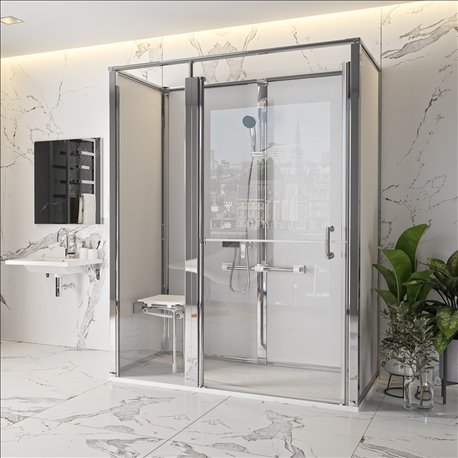Cabine Onyx Porte Duo 1290DDRCWH 1200x900 mm en angle droite Cabine Onyx Porte Duo 1290DDRCWH 1200x900 mm en angle droite