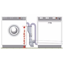 Tuyau double évacuation DEP101 pour raccordement lave-linge/sèche-linge/lave-vaisselle 