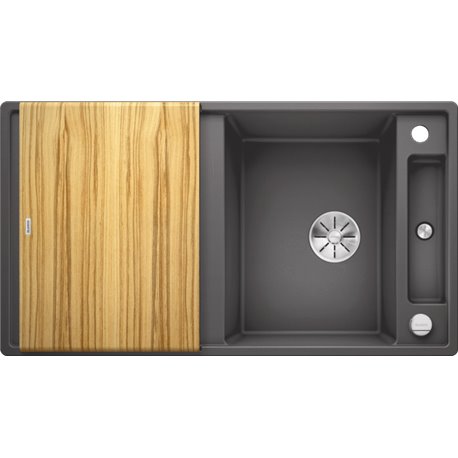 Evier Axia III 5 S Silgranit PuraDur 523206 Planche frêne  Gris rocher