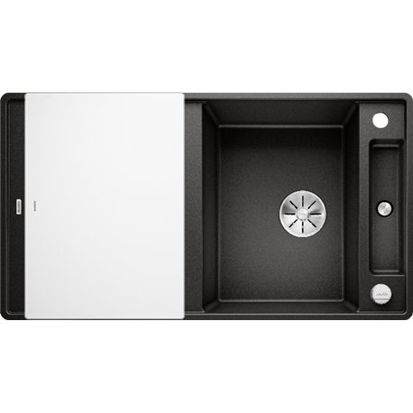 Evier Axia III 5 S-F Silgranit PuraDur 525846 Noir Planche verre blanc