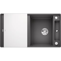 Evier Axia III 5 S-F Silgranit PuraDur 523232 Gris Rocher Planche verre blanc