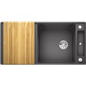 Evier Axia III XL 6 S-F Silgranit PuraDur 523521 Planche frêne Gris Rocher