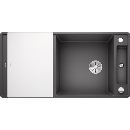 Evier Axia III XL 6 S-F Silgranit PuraDur 523527 Planche verre blanc Gris Rocher