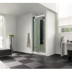 Cabine de douche Horizon C niche 80x80cm Porte pivotante Receveur 12 cm Acier