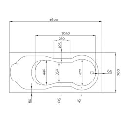 Romanza BROH160BGSAP1 160 cm, tête à gauche, sensation air pool