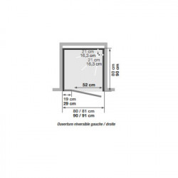 Cabine de douche Horizon C niche 90x90cm Porte pivotante Receveur 12,5 cm Perle noire