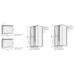 Cabine de douche Horizon rectangulaire 110x81 cm Acier Porte pivotante Hydromassante Receveur 12,5 cm