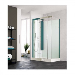 Cabine de douche Horizon rectangulaire 120x91 cm Acier Porte coulissante Hydro-Hammam Receveur 12,5 cm