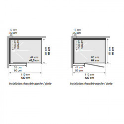 Cabine de douche Horizon rectangulaire 120x91 cm Acier Porte pivotante Hydro-Hammam Receveur 12,5 cm